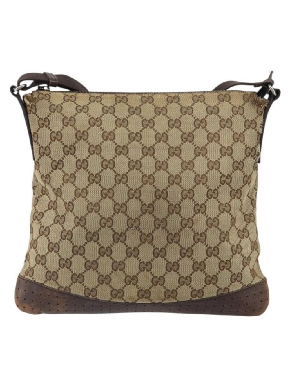Authentic GUCCI GG Canvas Shoulder Bag Beige Silver 145857 - Picture 9 of 16